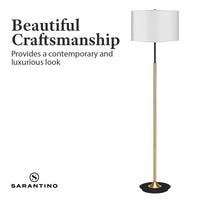 Sarantino Metal Floor Lamp Brushed Brass Finish with White Shade Kings Warehouse 