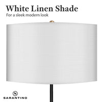 Sarantino Metal Floor Lamp Brushed Brass Finish with White Shade Kings Warehouse 