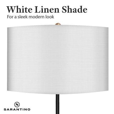 Sarantino Metal Floor Lamp Brushed Brass Finish with White Shade Kings Warehouse 