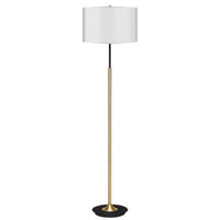 Sarantino Metal Floor Lamp Brushed Brass Finish with White Shade Kings Warehouse 