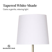 Sarantino Metal Floor Lamp in Antique Brass Finish with Cream Linen Fabric Shade Kings Warehouse 