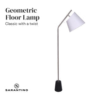 Sarantino Metal Floor Lamp Nickel Finish with Black Marble Base Kings Warehouse 