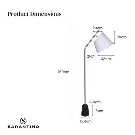 Sarantino Metal Floor Lamp Nickel Finish with Black Marble Base Kings Warehouse 
