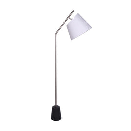 Sarantino Metal Floor Lamp Nickel Finish with Black Marble Base Kings Warehouse 