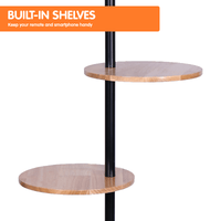 Sarantino Metal Floor Lamp Shade with Black Post in Round Wood Shelves Kings Warehouse 