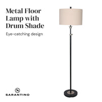 Sarantino Metal Floor Lamp with Cream Drum Shade Kings Warehouse 