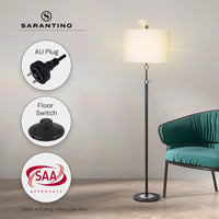 Sarantino Metal Floor Lamp with Cream Drum Shade Kings Warehouse 