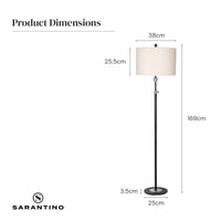 Sarantino Metal Floor Lamp with Cream Drum Shade Kings Warehouse 