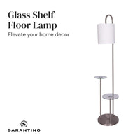 Sarantino Metal Floor Lamp with Glass Shelves Kings Warehouse 