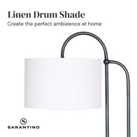 Sarantino Metal Floor Lamp with Marble Base & Ghost-White Shade Home & Garden Kings Warehouse 