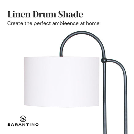 Sarantino Metal Floor Lamp with Marble Base & Ghost-White Shade Home & Garden Kings Warehouse 