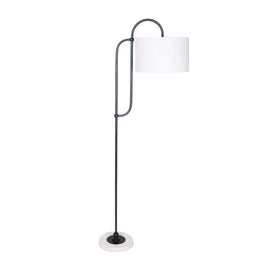 Sarantino Metal Floor Lamp with Marble Base & Ghost-White Shade Home & Garden Kings Warehouse 