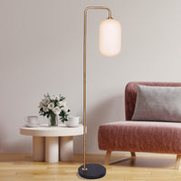 Sarantino Metal Floor Lamp With Opal Glass Shade Kings Warehouse 