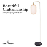 Sarantino Metal Floor Lamp With Opal Glass Shade Kings Warehouse 