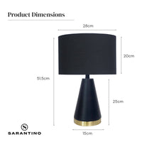 Sarantino Metal Table Lamp in Black and Gold Kings Warehouse 