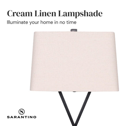 Sarantino Metal Table Lamp Pair Rectangular Shade X Stand Kings Warehouse 