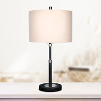 Sarantino Metal Table Lamp with Linen Drum Shade Kings Warehouse 