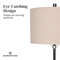 Sarantino Metal Table Lamp with Linen Drum Shade Kings Warehouse 