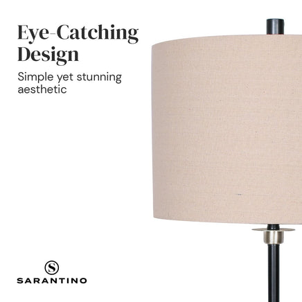 Sarantino Metal Table Lamp with Linen Drum Shade Kings Warehouse 