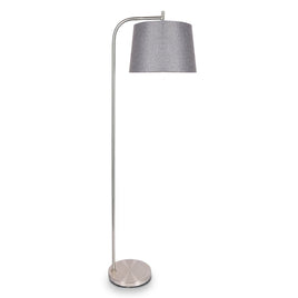 Sarantino Metal Task Floor Lamp Nickel Finish with Grey Fabric Shade Kings Warehouse 