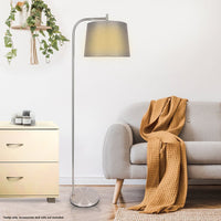 Sarantino Metal Task Floor Lamp Nickel Finish with Grey Fabric Shade Kings Warehouse 