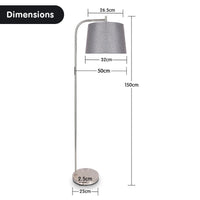 Sarantino Metal Task Floor Lamp Nickel Finish with Grey Fabric Shade Kings Warehouse 