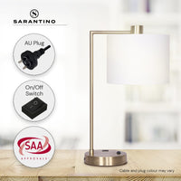 Sarantino Metal Task Lamp with USB Charging Port Antique Brass Finish Kings Warehouse 