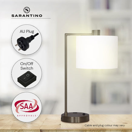 Sarantino Metal Task Lamp with USB Charging Port Bronze Finish Kings Warehouse 