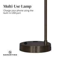 Sarantino Metal Task Lamp with USB Charging Port Bronze Finish Kings Warehouse 