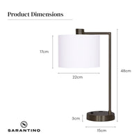 Sarantino Metal Task Lamp with USB Charging Port Bronze Finish Kings Warehouse 