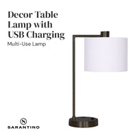 Sarantino Metal Task Lamp with USB Charging Port Bronze Finish Kings Warehouse 