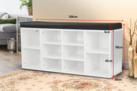 Sarantino New 10 Pairs Shoe Cabinet Rack Storage Organiser Shelf Stool Bench Wood - White Kings Warehouse 