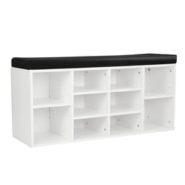 Sarantino New 10 Pairs Shoe Cabinet Rack Storage Organiser Shelf Stool Bench Wood - White Kings Warehouse