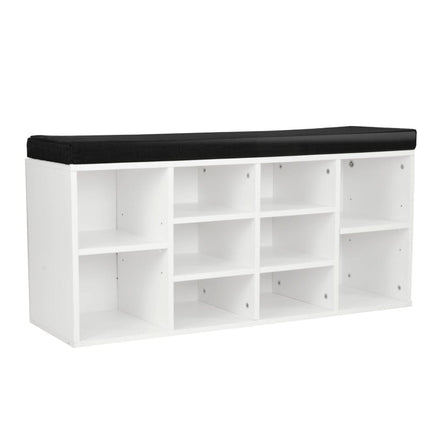 Sarantino New 10 Pairs Shoe Cabinet Rack Storage Organiser Shelf Stool Bench Wood - White Kings Warehouse 