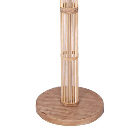 Sarantino Rattan Floor Lamp With Ghost-White Linen Shade Furniture Kings Warehouse 