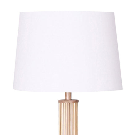 Sarantino Rattan Floor Lamp With Ghost-White Linen Shade Furniture Kings Warehouse 
