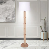 Sarantino Rattan Floor Lamp With Ghost-White Linen Shade Furniture Kings Warehouse 
