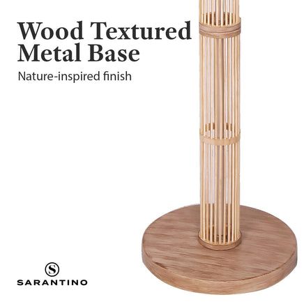 Sarantino Rattan Floor Lamp With Ghost-White Linen Shade Furniture Kings Warehouse 