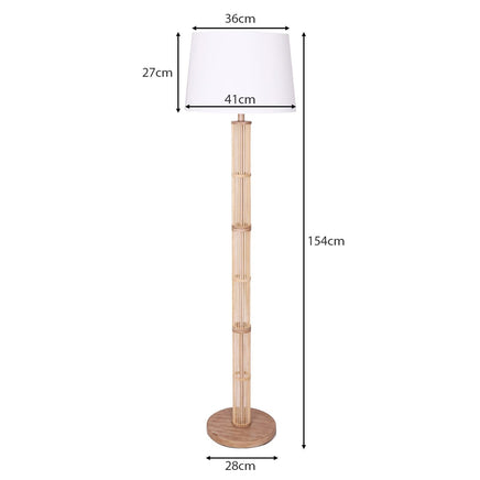 Sarantino Rattan Floor Lamp With Ghost-White Linen Shade Furniture Kings Warehouse 