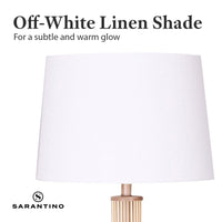 Sarantino Rattan Floor Lamp With Off-White Linen Shade by Sarantino Kings Warehouse 