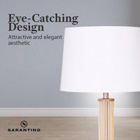 Sarantino Rattan Floor Lamp With Off-White Linen Shade by Sarantino Kings Warehouse 