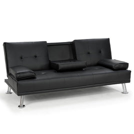 Sarantino Rochester Faux Leather Sofa Bed Lounge Couch Futon Furniture Suite - Black Kings Warehouse