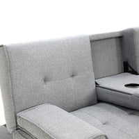 Sarantino Rochester Linen Fabric Sofa Bed Lounge Couch Futon Furniture Suite - Light Grey Kings Warehouse 