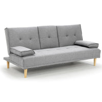 Sarantino Rochester Linen Fabric Sofa Bed Lounge Couch Futon Furniture Suite - Light Grey Kings Warehouse 