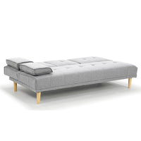 Sarantino Rochester Linen Fabric Sofa Bed Lounge Couch Futon Furniture Suite - Light Grey Kings Warehouse 