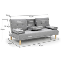 Sarantino Rochester Linen Fabric Sofa Bed Lounge Couch Futon Furniture Suite - Light Grey Kings Warehouse 