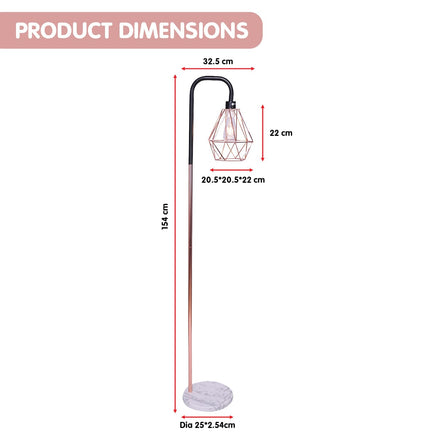 Sarantino Rose Gold Floor Lamp with Geometric Shade Kings Warehouse 