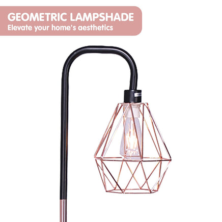 Sarantino Rose Gold Floor Lamp with Geometric Shade Kings Warehouse 