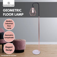 Sarantino Rose Gold Floor Lamp with Geometric Shade Kings Warehouse 