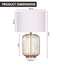 Sarantino Rose Gold Table Lamp with Linen Drum Shade Kings Warehouse 